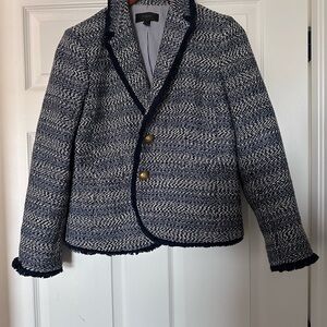J. Crew Navy and White Tweed Blazer